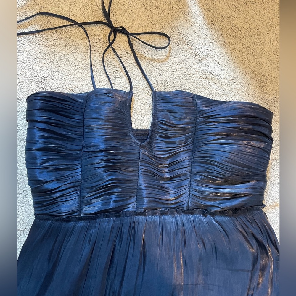 Elegant Navy Blue Halter Dress